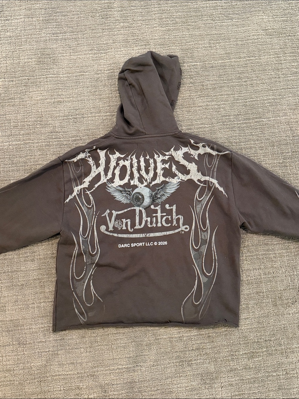 Darc Sport x Von Dutch Gray Graphic Zip Up Jacket
